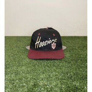 Vintage Indiana Hoosiers hat cap snap back black red script football NCAA Mens